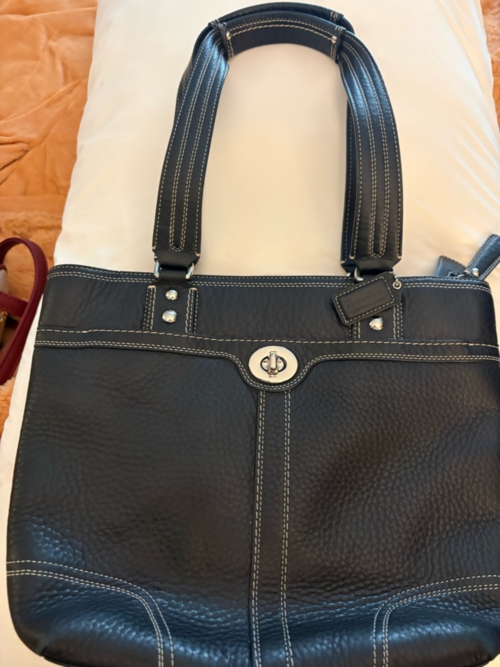 Coach VINTAGE Hamilton Black Leather Shoulder Tote Bag 13959 Purse